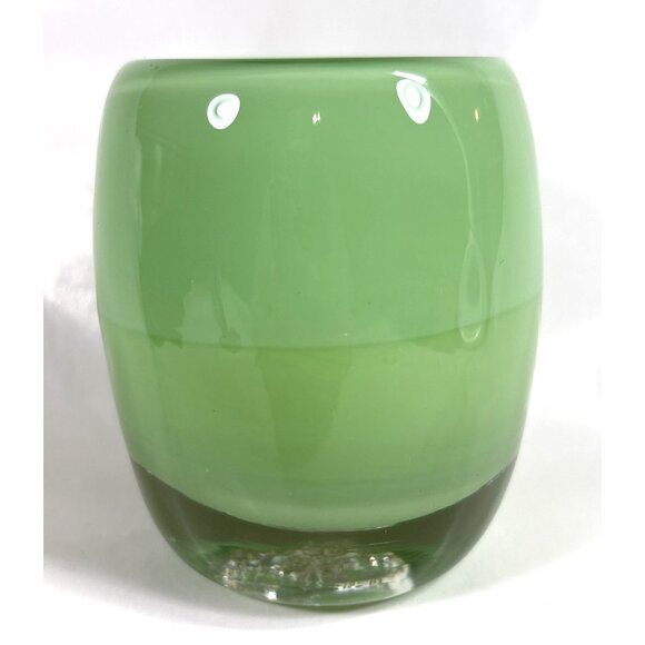 Glass.ful Votive Candle Holder Lime Green Handblown Cased Glass Canadian - Picture 2 of 9